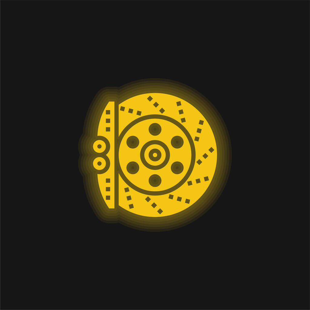 Brake yellow glowing neon icon - Vector, Image