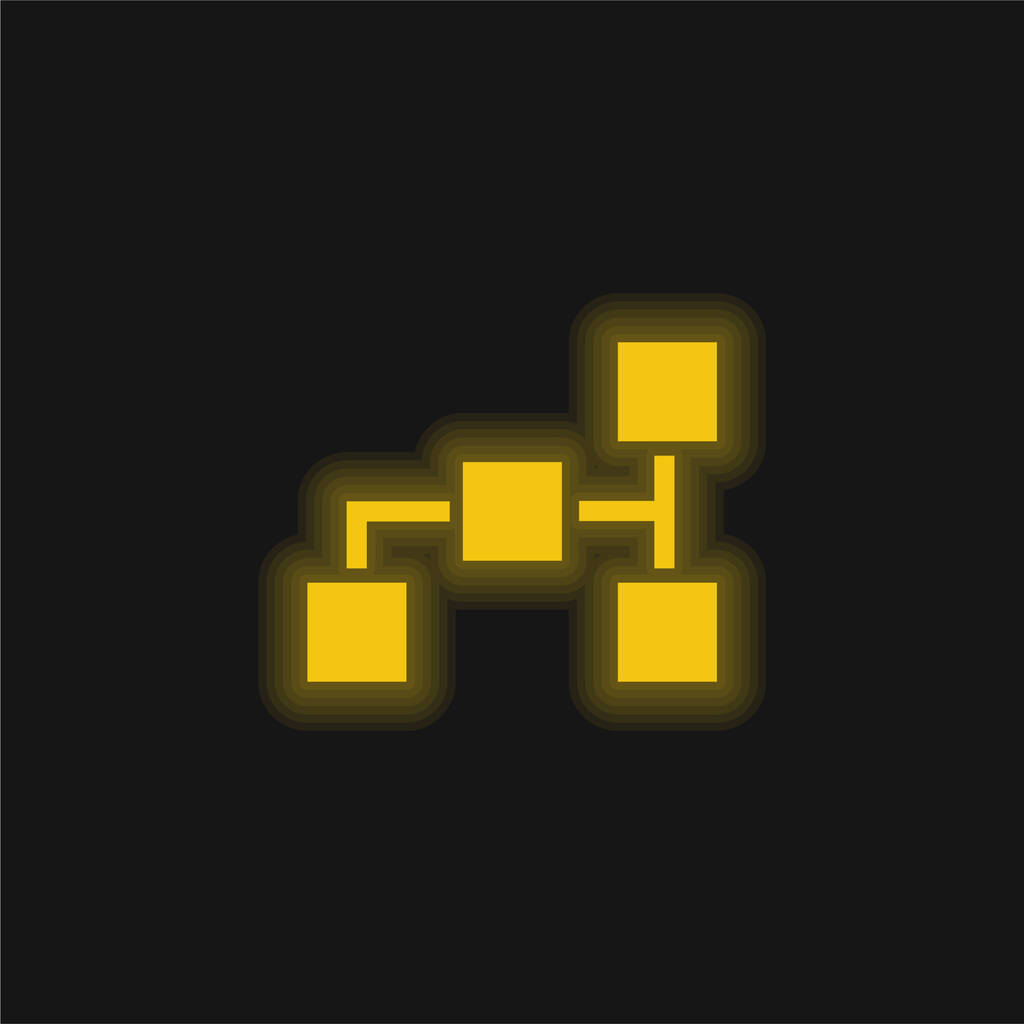 Black Squares Blocks Scheme geel gloeiende neon pictogram - Vector, afbeelding