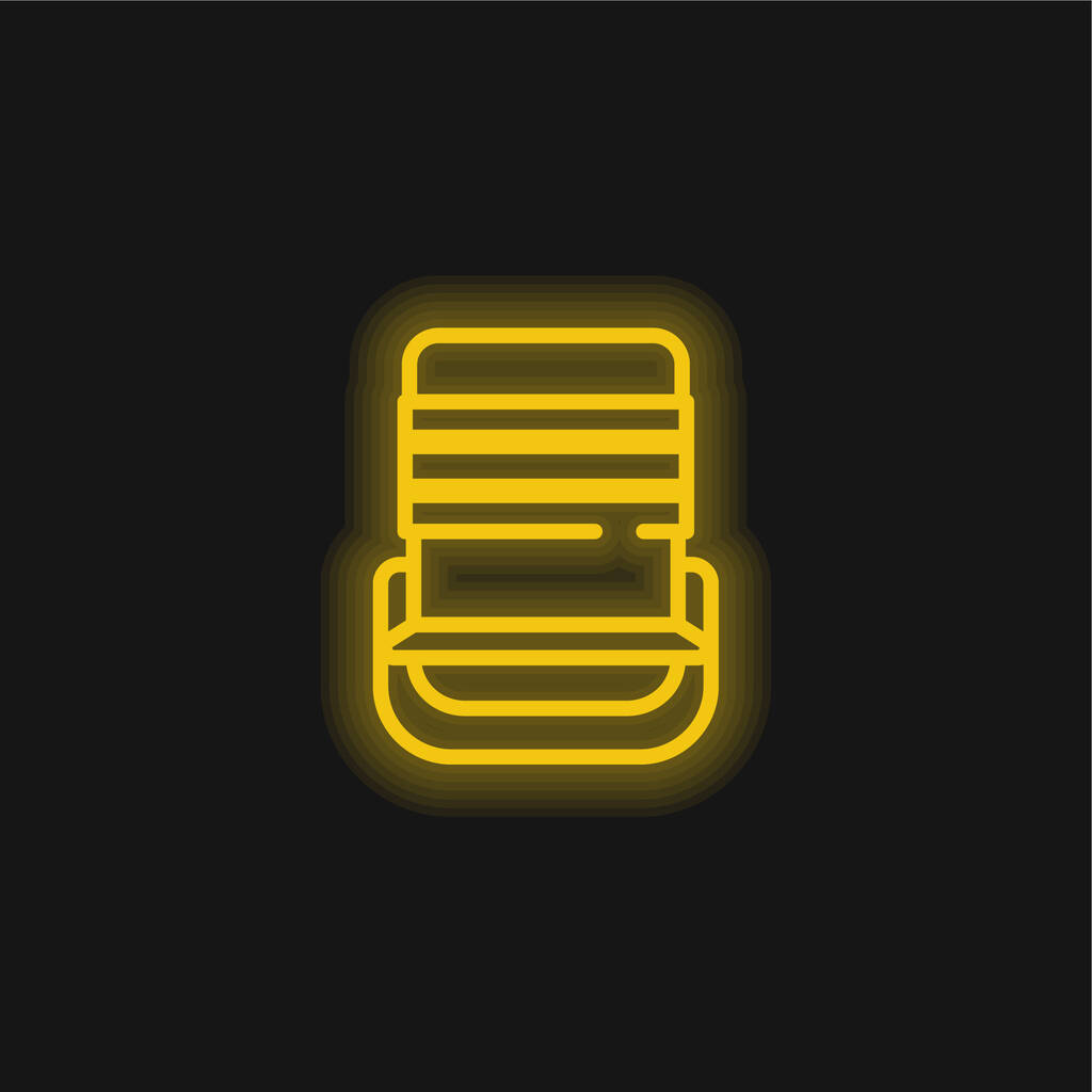 ビーチチェア黄色の輝くネオンアイコン - ベクター画像