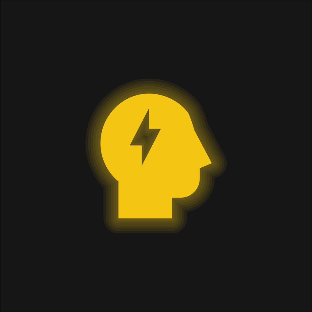 Beyin fırtınası sarı parlayan neon simgesi - Vektör, Görsel