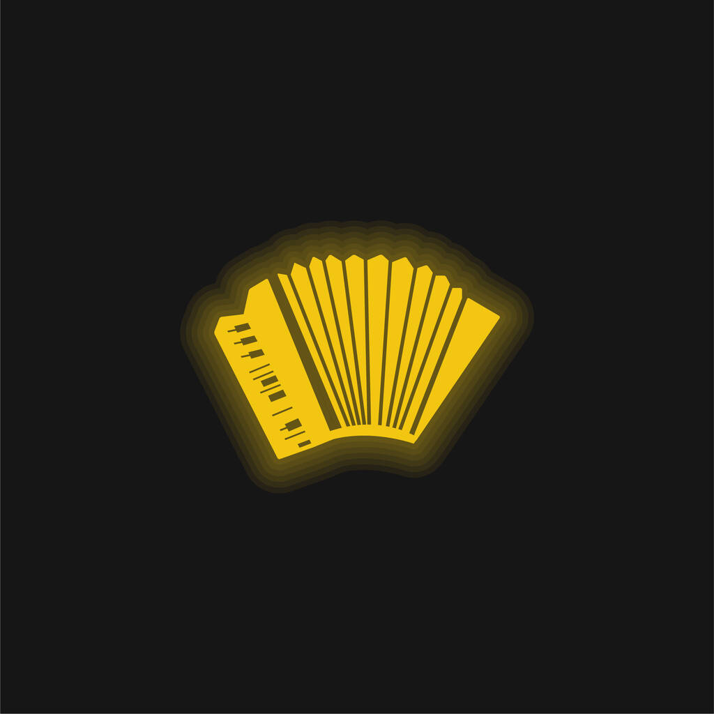 Ακκορντεόν κίτρινο λαμπερό νέον εικονίδιο - Διάνυσμα, εικόνα