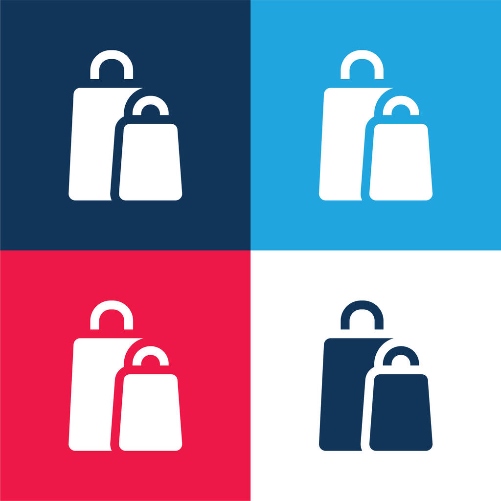 Bags blue and red four color minimal icon set - Vector, Image