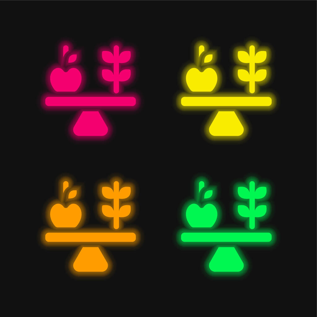 Баланс четырех цветов светящийся неоновый вектор значок - Вектор,изображение