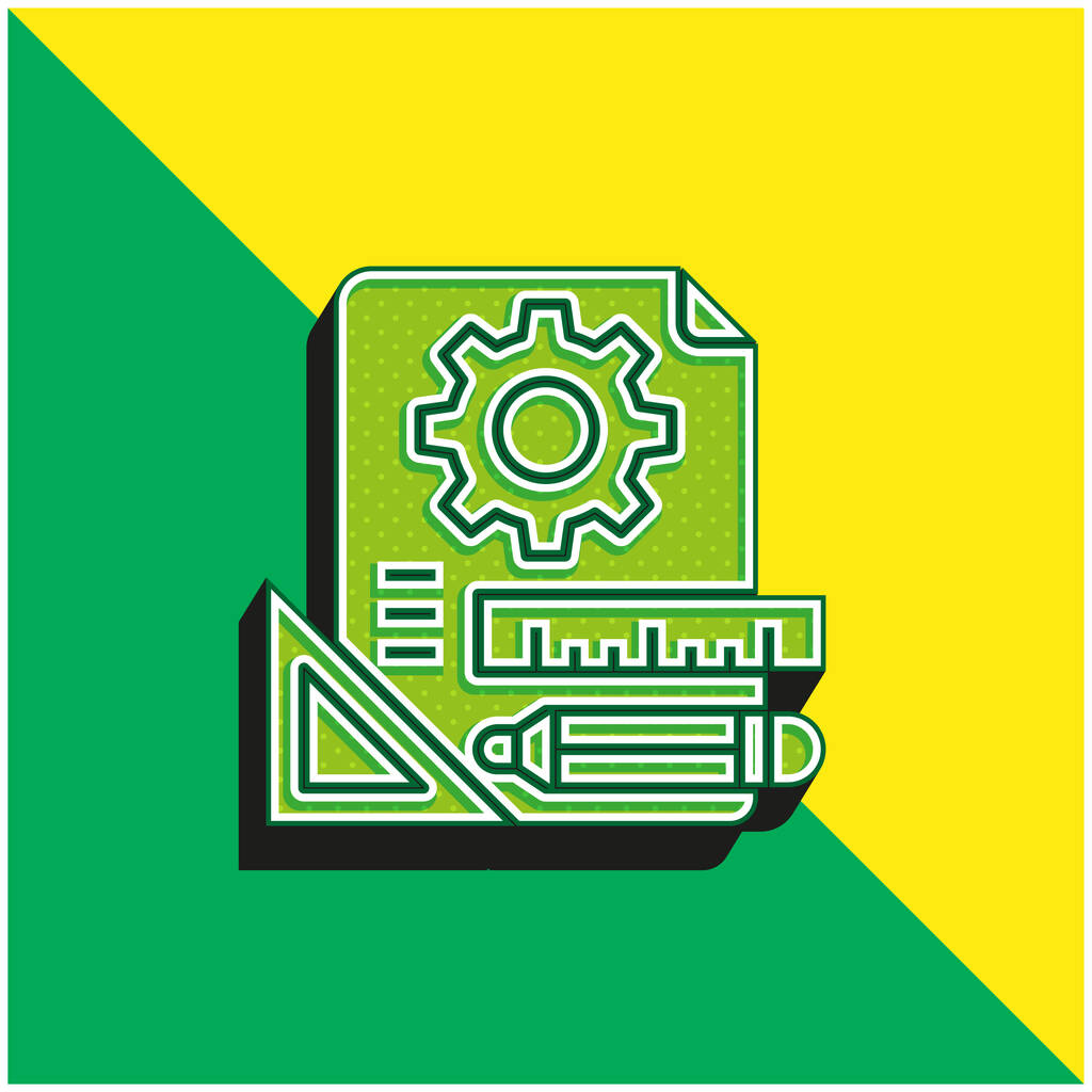 Yeşil ve sarı renkli modern 3d vektör simgesi logosu - Vektör, Görsel