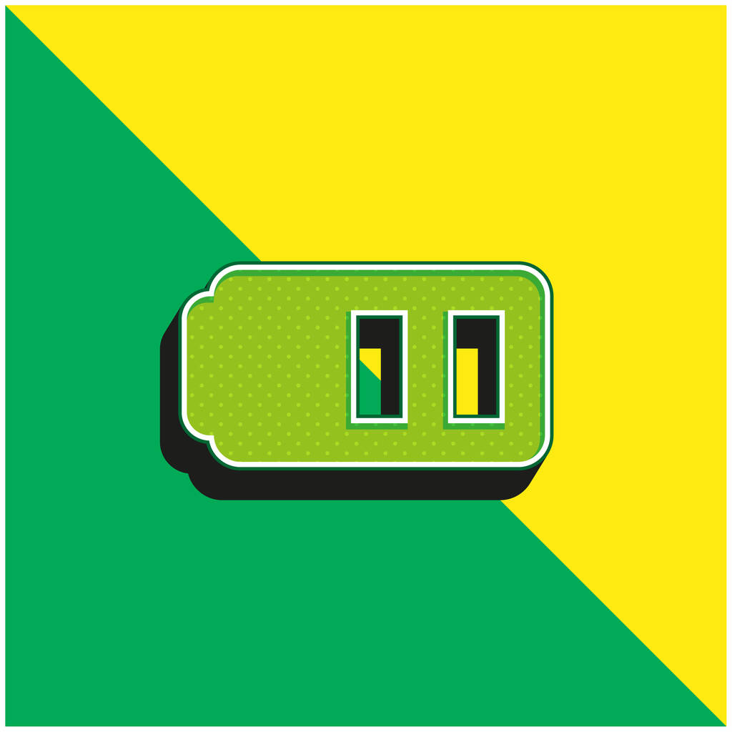 バッテリーグリーンと黄色の現代的な3Dベクトルアイコンのロゴ - ベクター画像