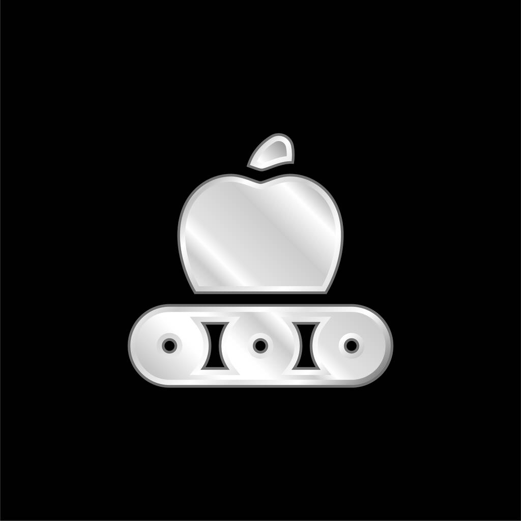 アップルの銀メッキ金属アイコン - ベクター画像