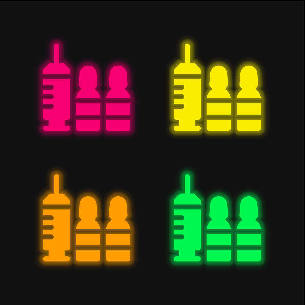 Botox four color glowing neon vector icon - Vector, Image