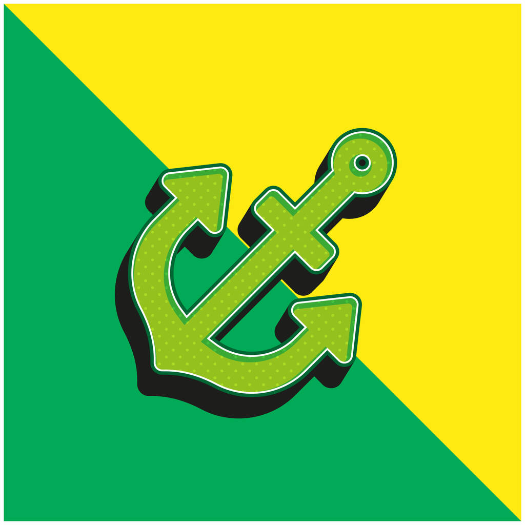 Anchor Green and yellow modern 3d vector icon logo - Vector, Image