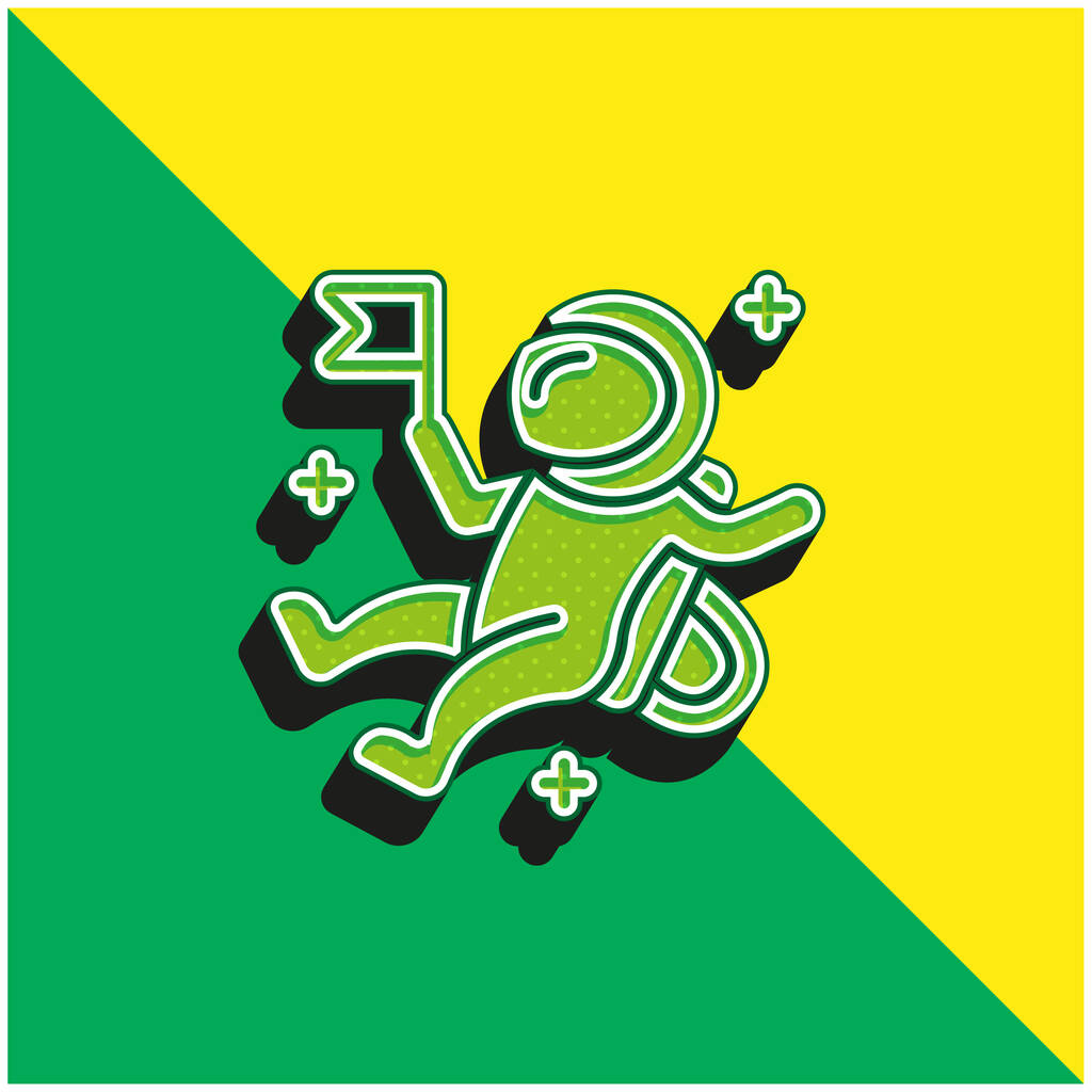 Astronauta Zielony i żółty nowoczesny ikona wektora 3D logo - Wektor, obraz