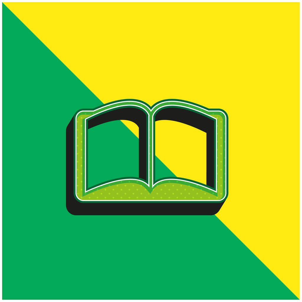 ブックオープン対称形状緑と黄色の現代的な3Dベクトルアイコンのロゴ - ベクター画像
