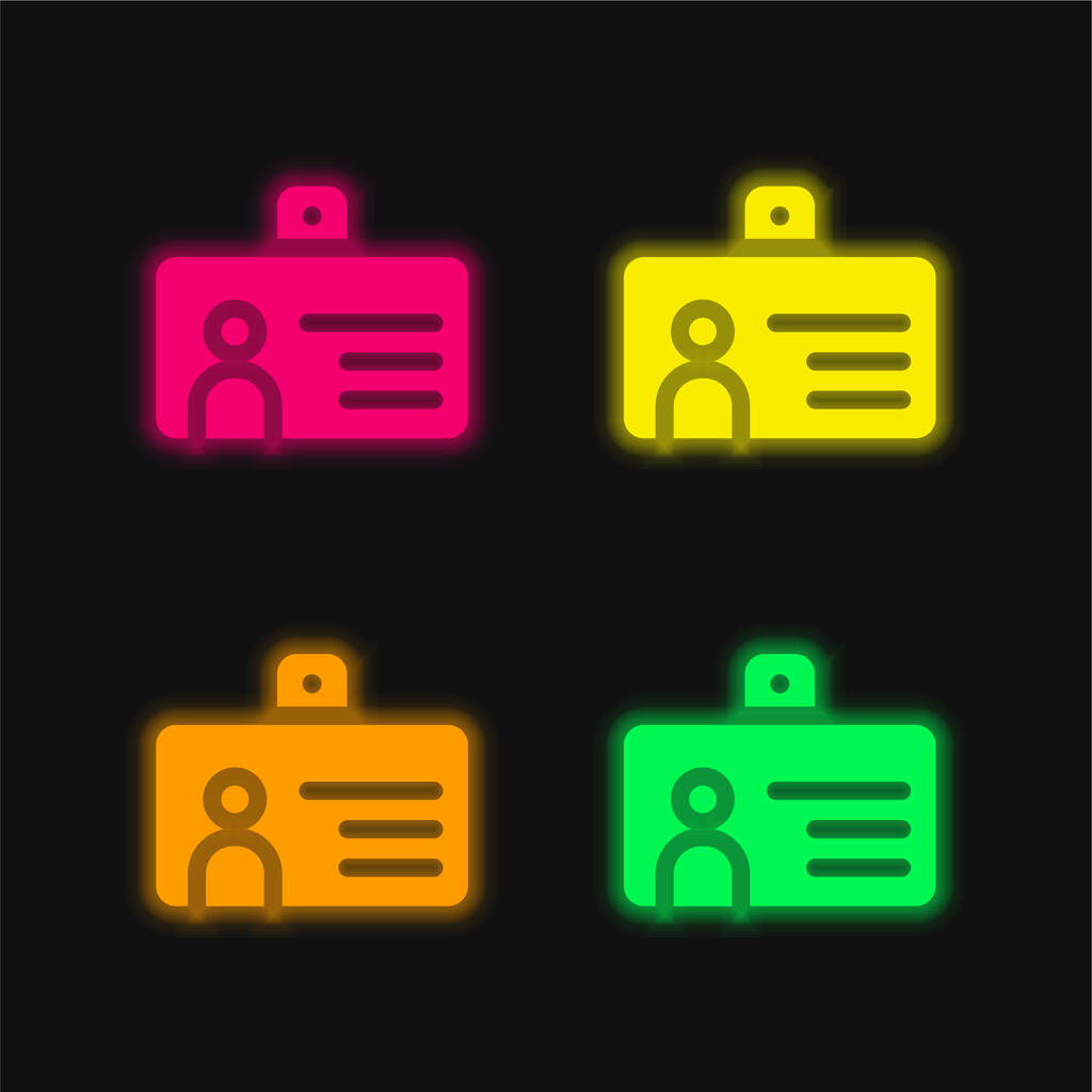 Jelvény négy szín izzó neon vektor ikon - Vektor, kép