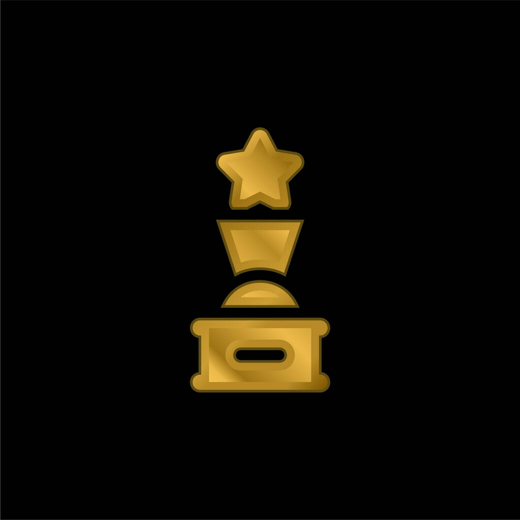 Награда Золотая металлическая икона или вектор логотипа - Вектор,изображение