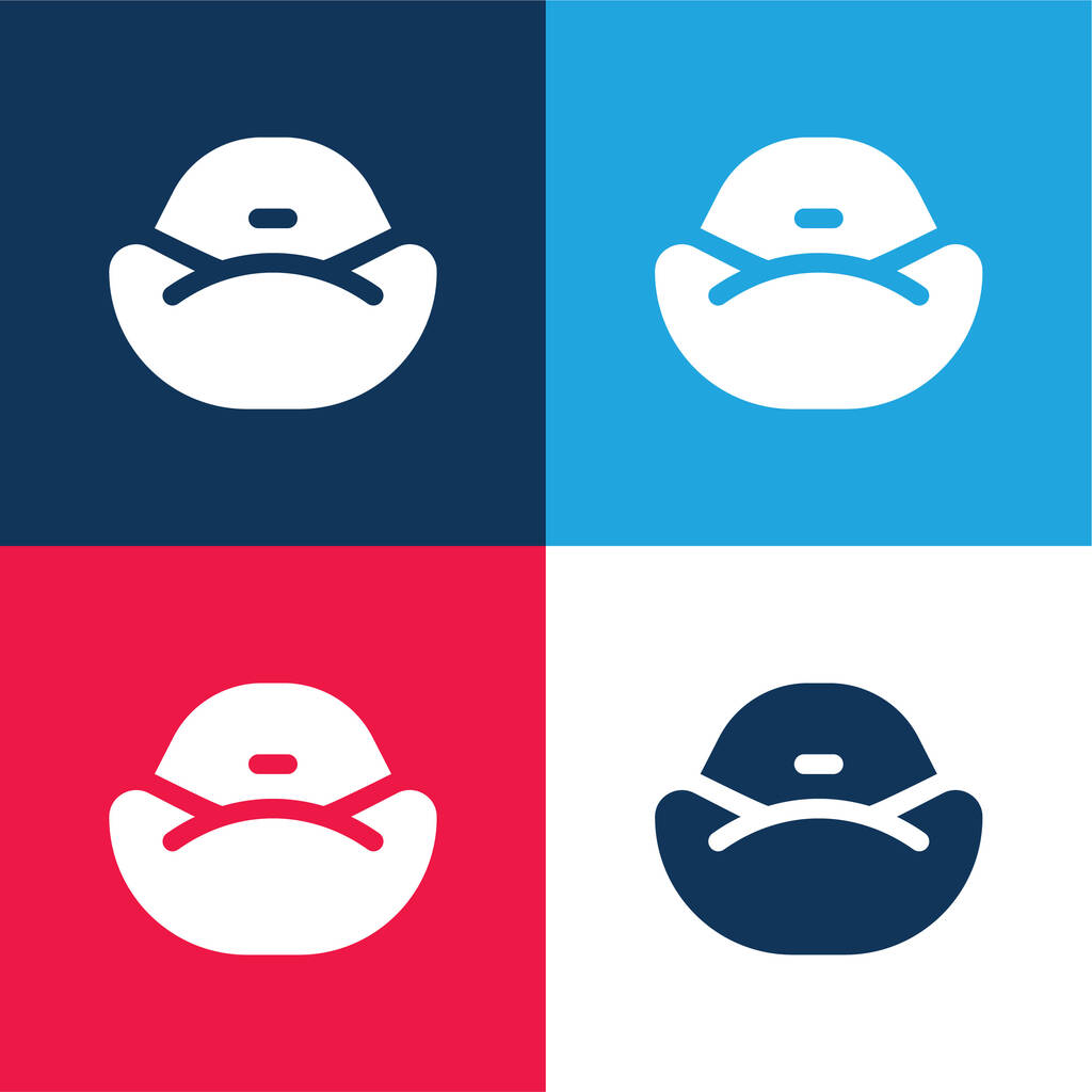 Set di icone minimali a quattro colori blu e rosso Bean Bag - Vettoriali, immagini