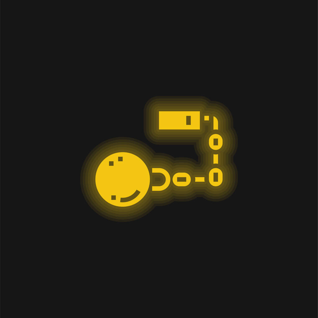 Bal geel gloeiende neon pictogram - Vector, afbeelding
