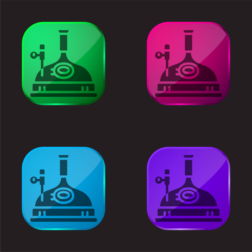 Elaboración de cuatro icono de botón de vidrio de color - Vector, imagen
