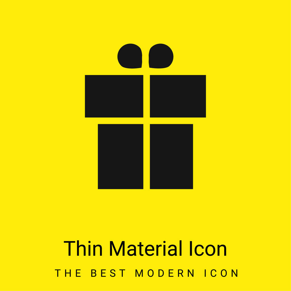Cadeau en boîte avec ruban minimal jaune vif icône matérielle - Vecteur, image