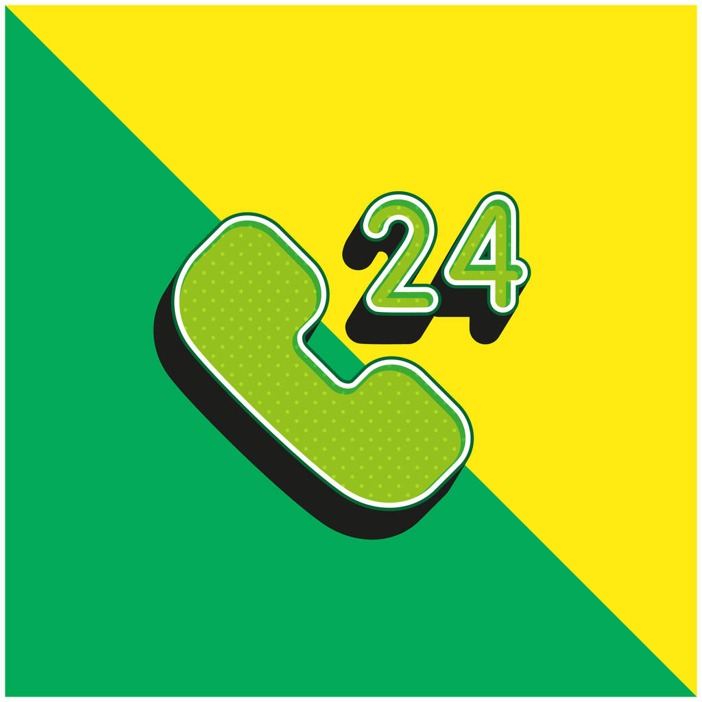 24 Stunden Unterstützung Grünes und gelbes modernes 3D-Vektor-Symbol-Logo - Vektor, Bild