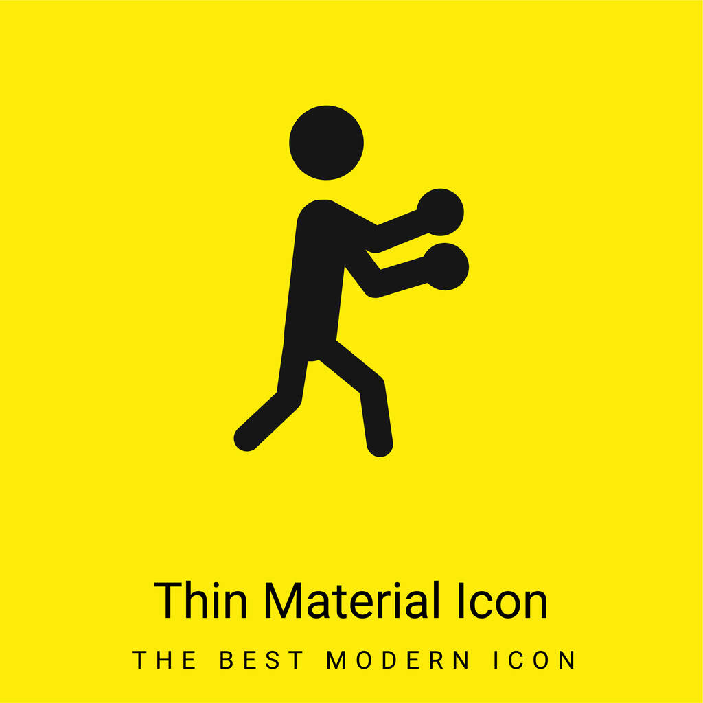 Silueta de boxeo mínimo icono de material amarillo brillante - Vector, Imagen