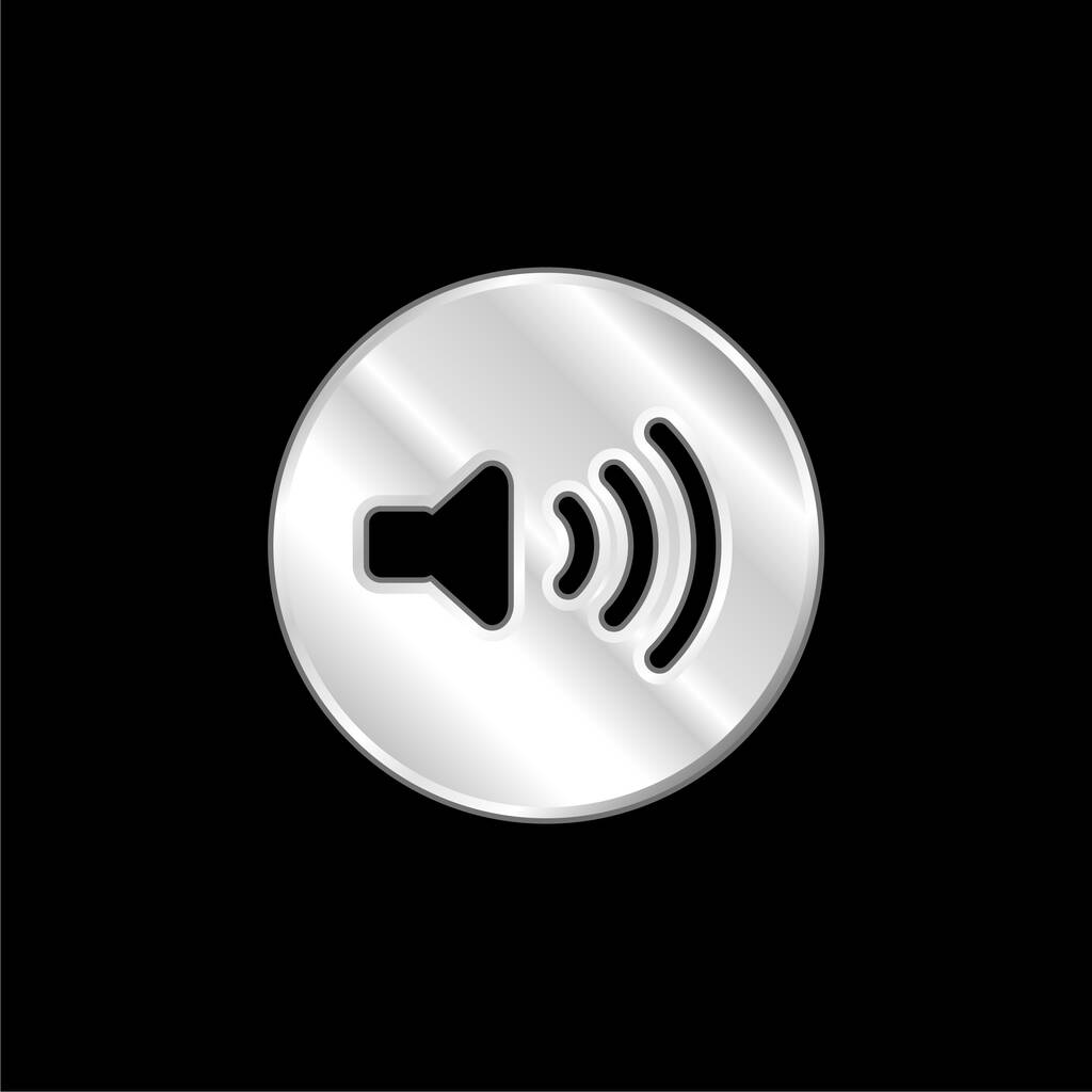 Серебристый металлический значок кнопки управления аудио - Вектор,изображение