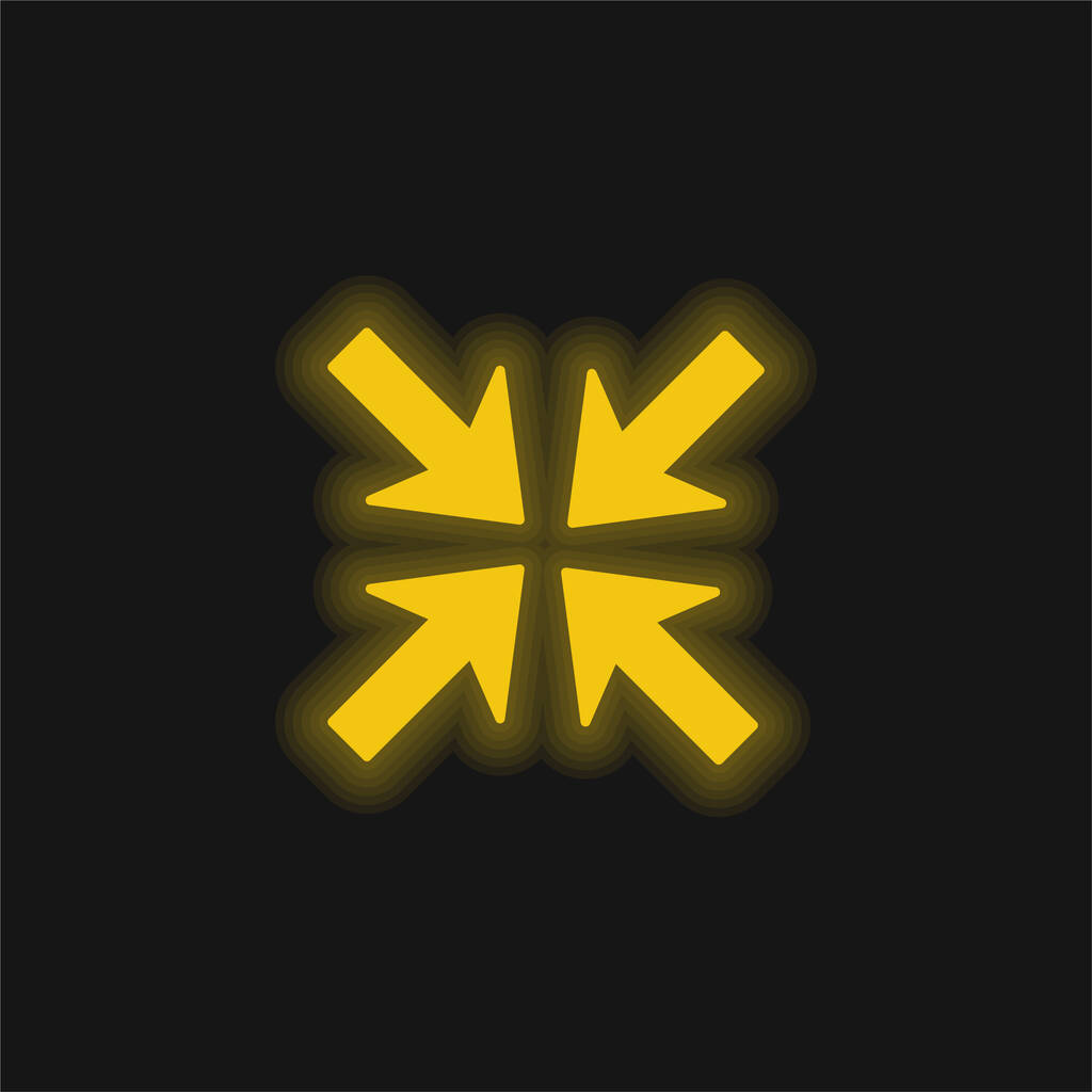 Arrow Join yellow glowing neon icon - Vector, Image