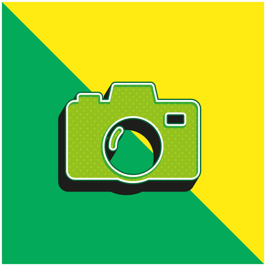 Grande macchina fotografica logo moderno verde e giallo dell'icona vettoriale 3d - Vettoriali, immagini