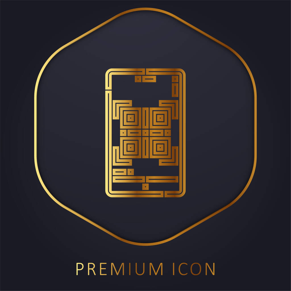 Barcode golden line premium logo or icon - Vector, Image