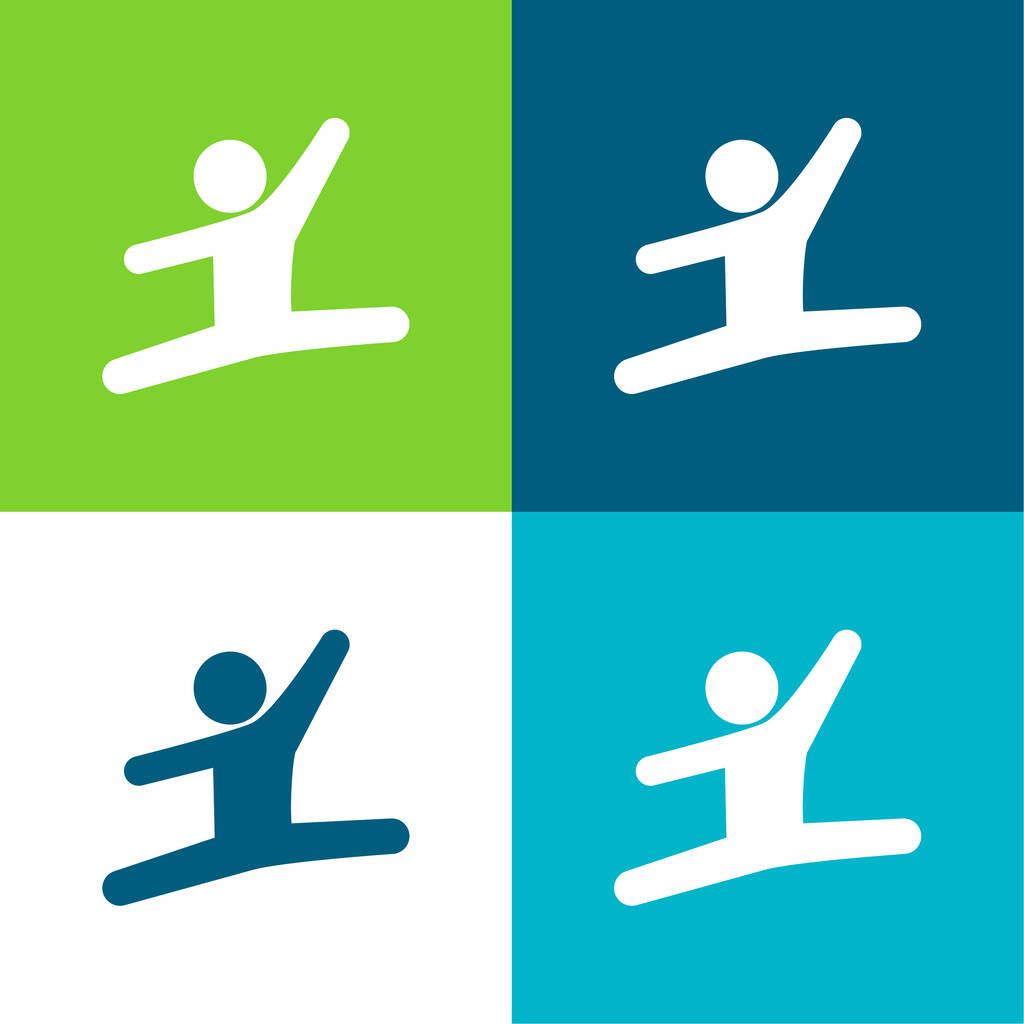 Umělecká Gymnastka Byt čtyři barvy minimální ikona nastavena - Vektor, obrázek