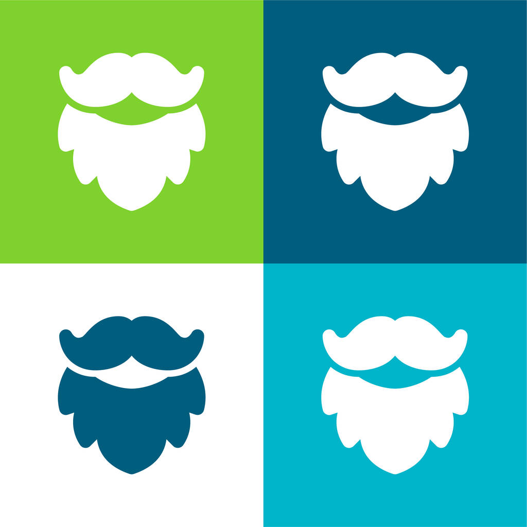 Barba plana de cuatro colores mínimo icono conjunto - Vector, imagen
