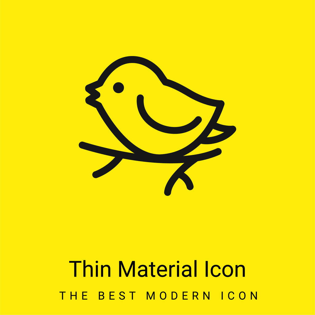 Bird On Branch icône minimale de matériau jaune vif - Vecteur, image