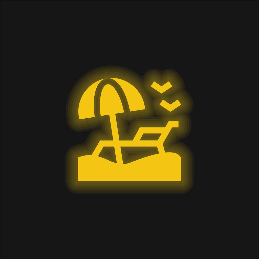 Plage jaune flamboyant icône néon - Vecteur, image