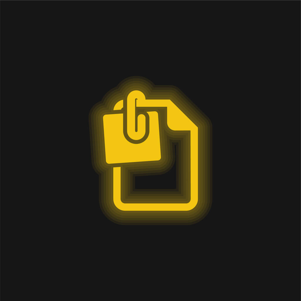 Attachment To File yellow growing neon icon - Вектор,изображение