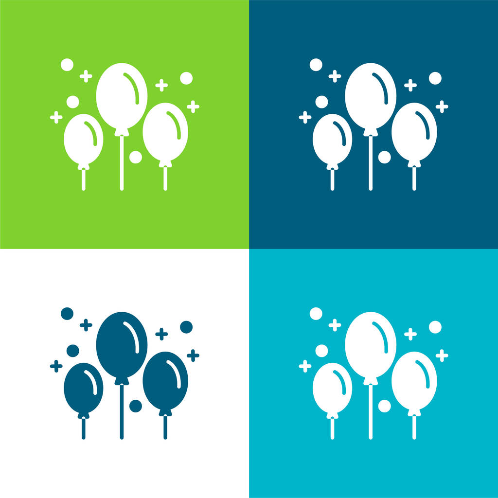 Balloons Flat four color minimal icon set - Vector, Image