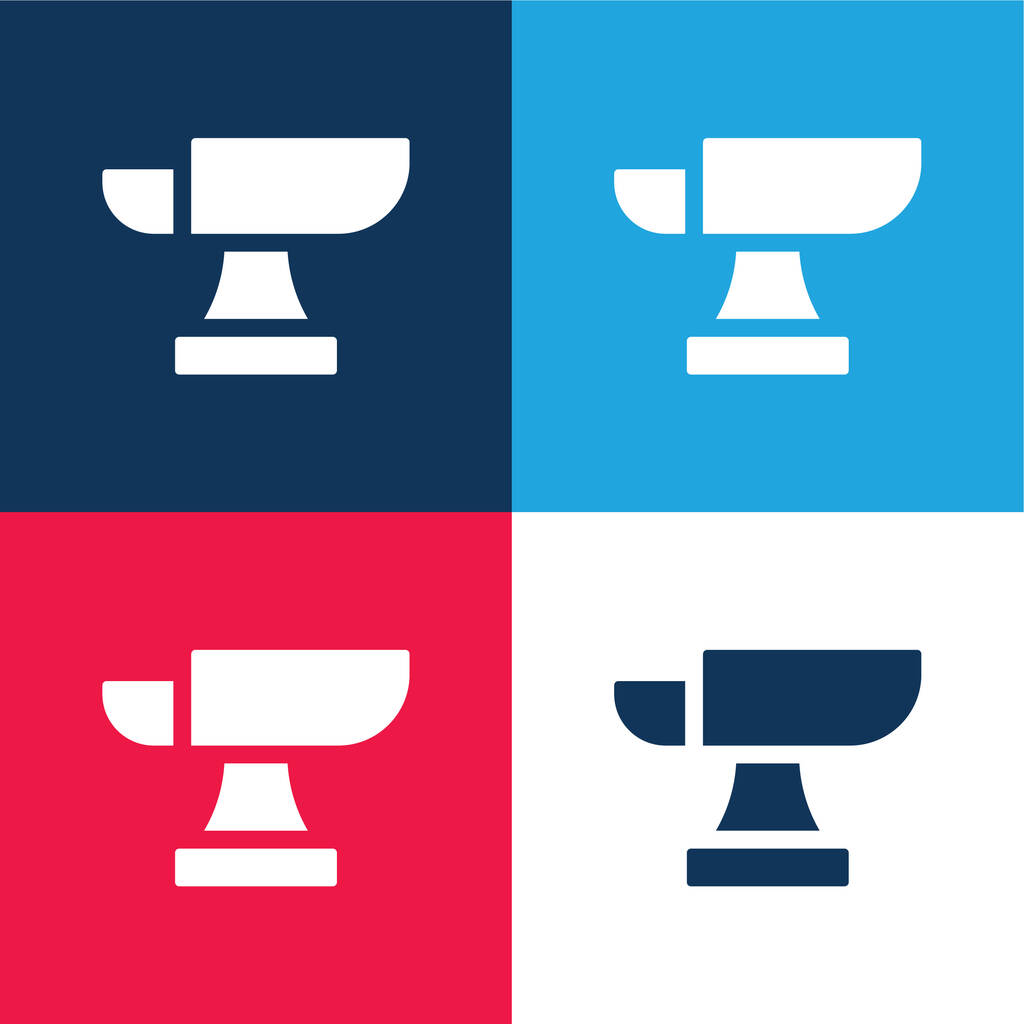 Yunque azul y rojo conjunto de iconos mínimo de cuatro colores - Vector, imagen