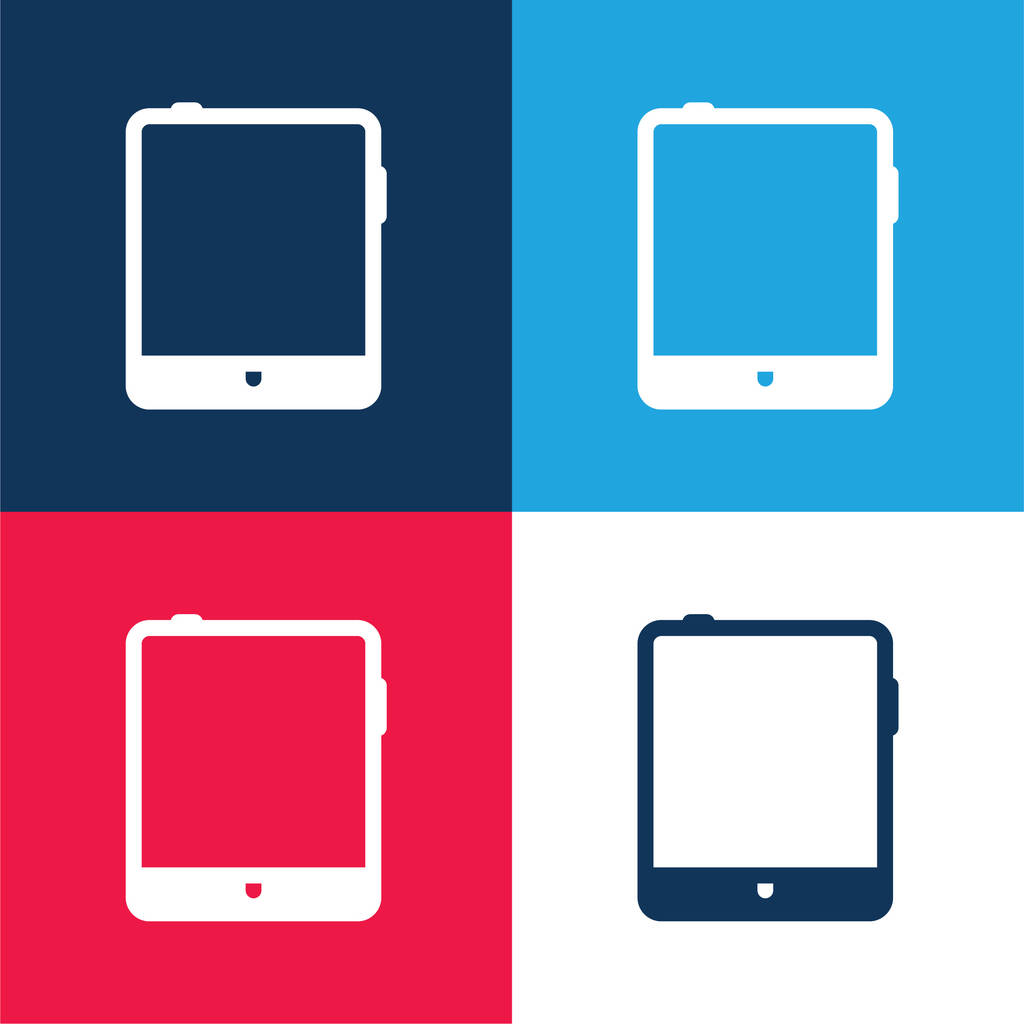 Big Tablet blue and red four color minimal icon set - Vector, Image