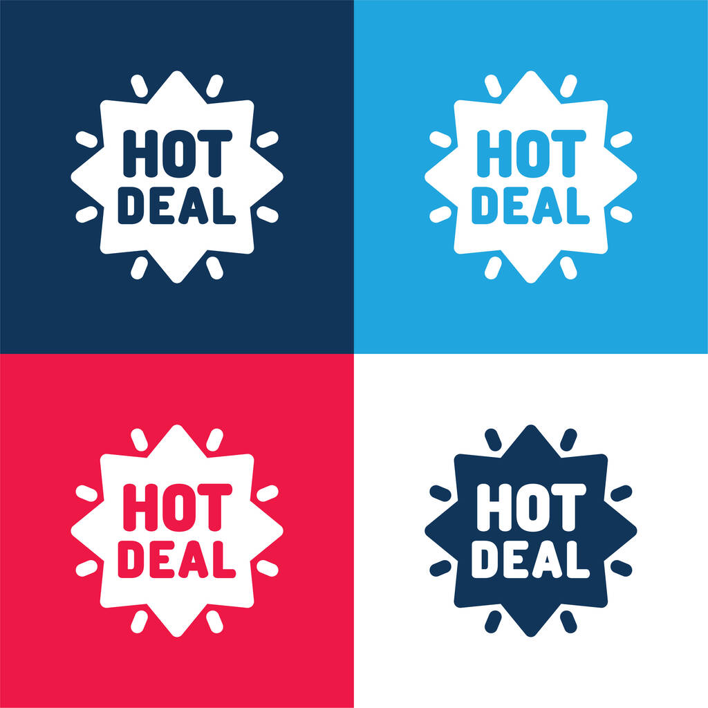Bargains blue and red four color minimal icon set - Vector, Image