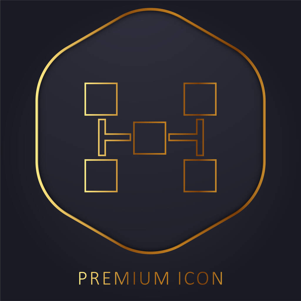 Bloky schéma pěti čtverců zlaté čáry prémie logo nebo ikona - Vektor, obrázek