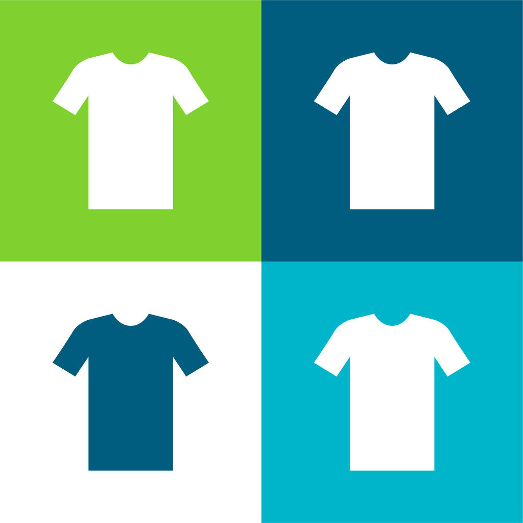 Μαύρο μπλουζάκι Επίπεδη τεσσάρων χρωμάτων minimal icon set - Διάνυσμα, εικόνα