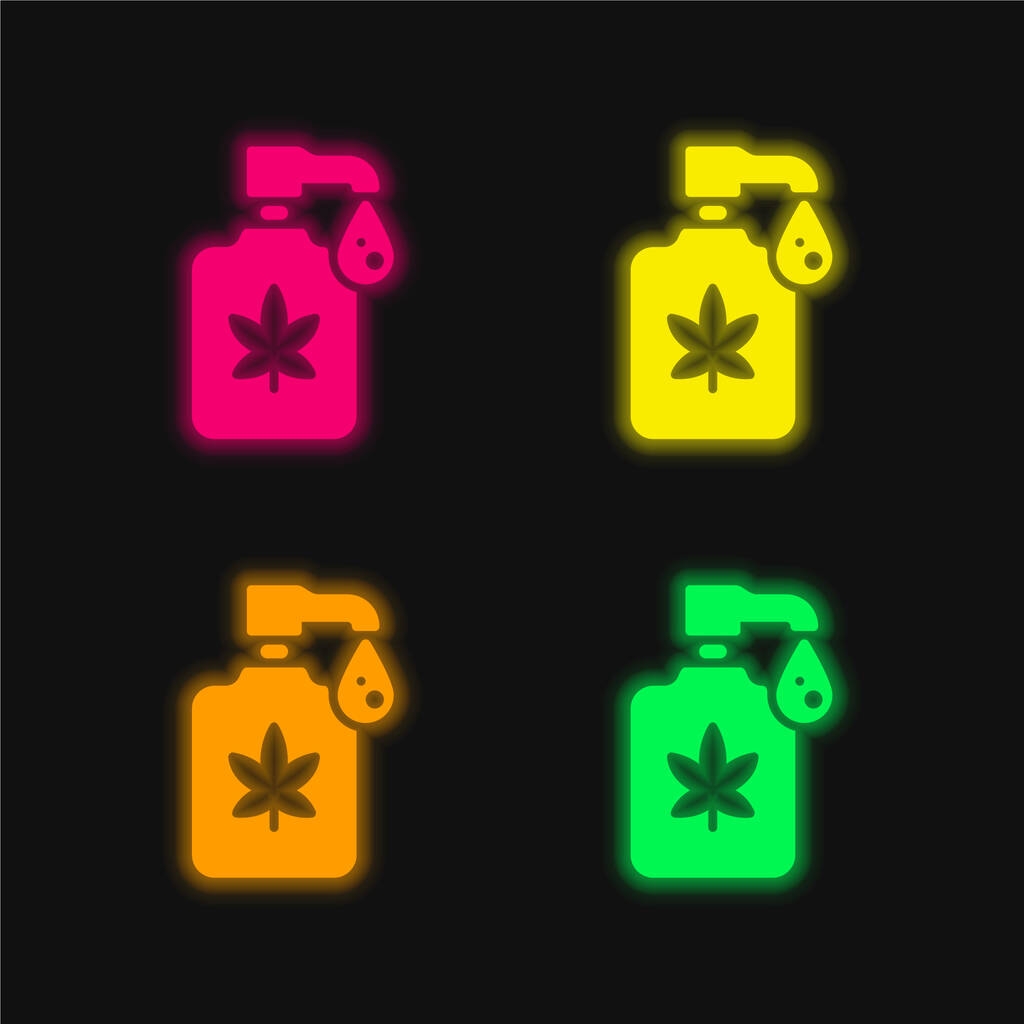 Body Lotion vier Farben leuchtenden Neon-Vektor-Symbol - Vektor, Bild