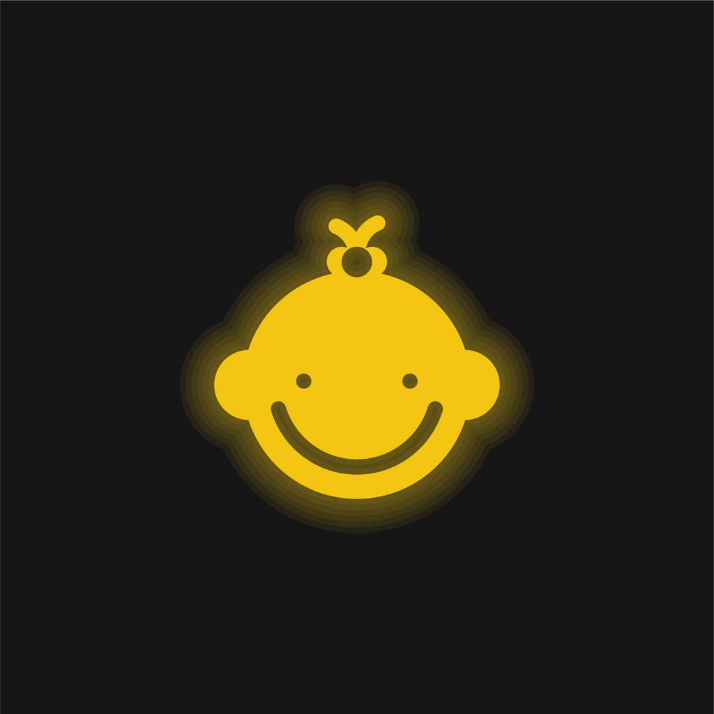 Bebé niña amarillo brillante icono de neón - Vector, Imagen