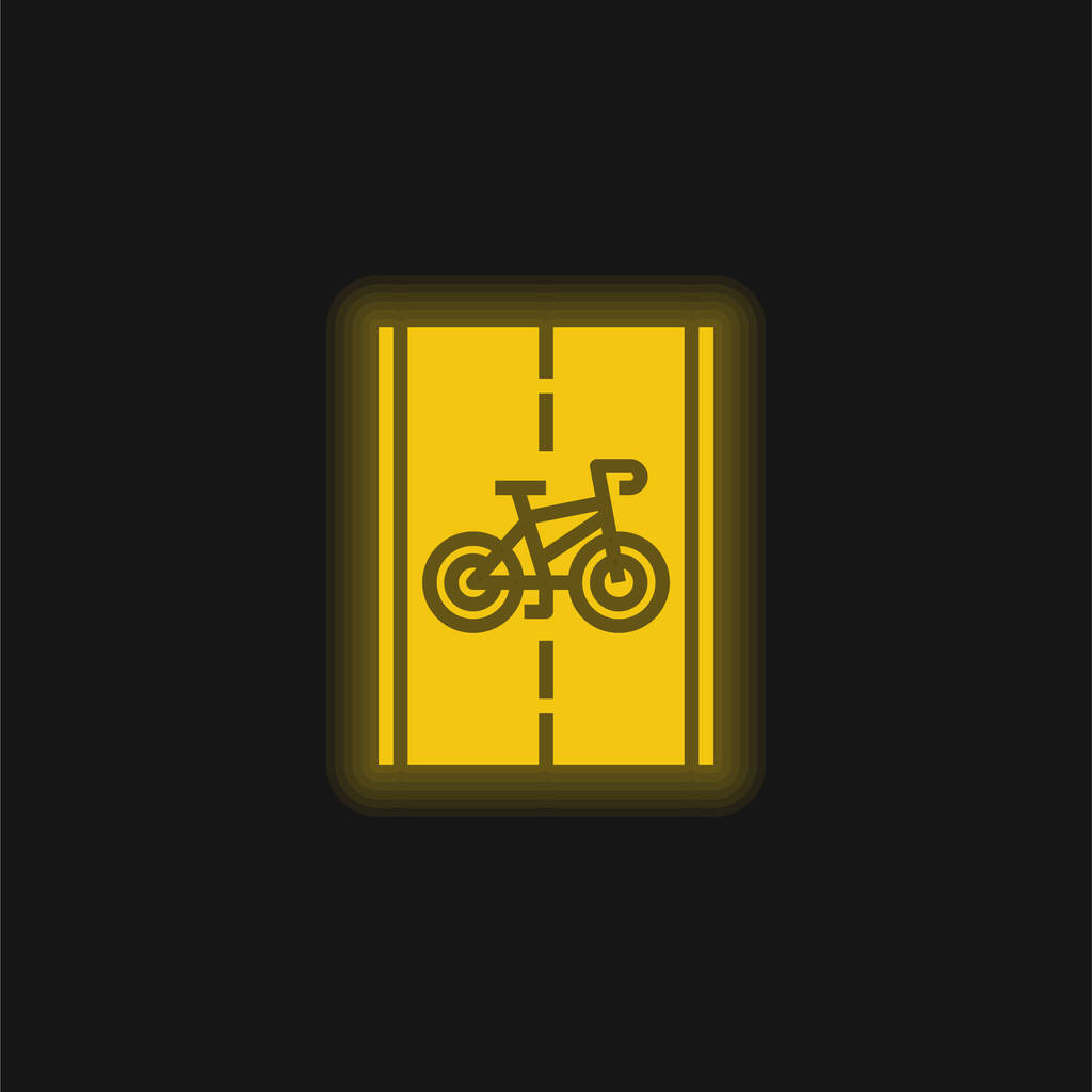 Pyörätie keltainen hehkuva neon kuvake - Vektori, kuva