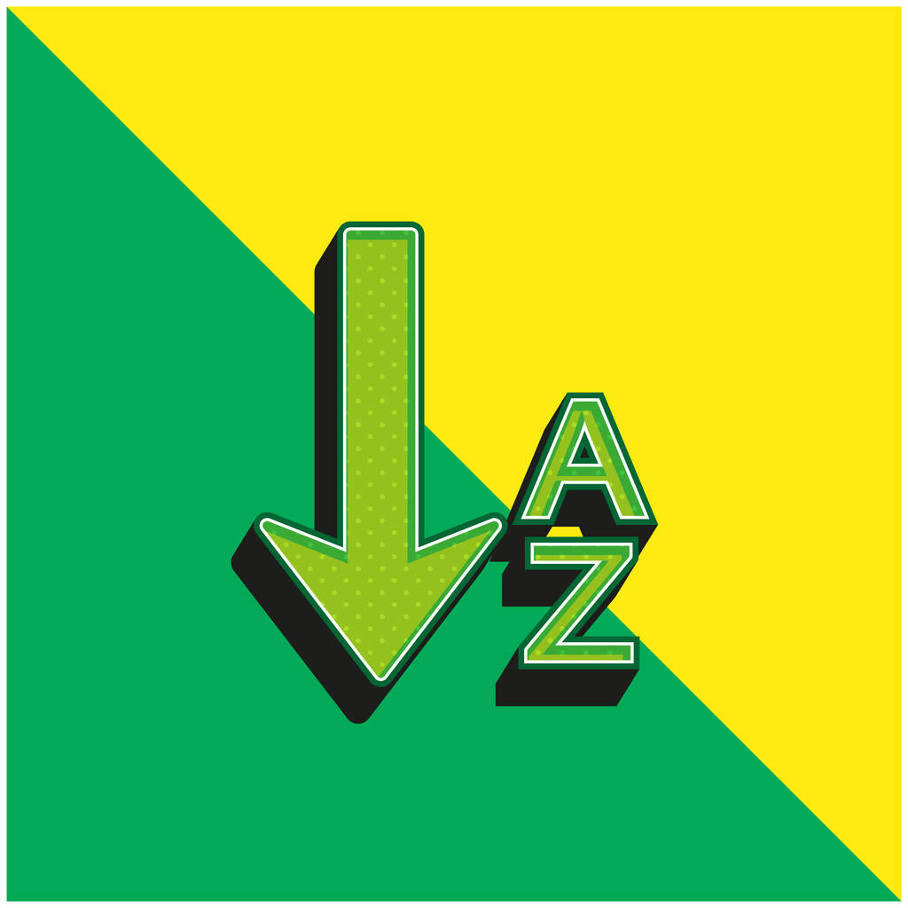 Ordem alfabética Verde e amarelo moderno logotipo vetor 3d ícone - Vetor, Imagem