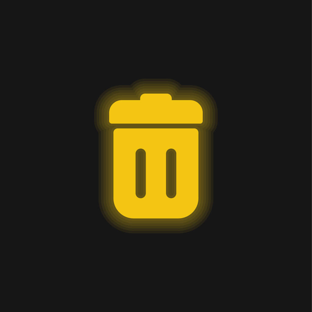 Lid sarısı parlak neon ikonlu çöp kutusu - Vektör, Görsel