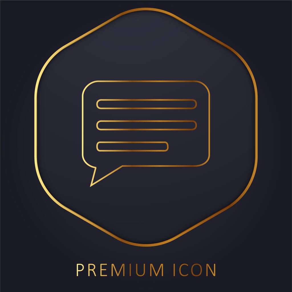 Black Speech Bubble With Lines Inside goldene Linie Premium-Logo oder Symbol - Vektor, Bild