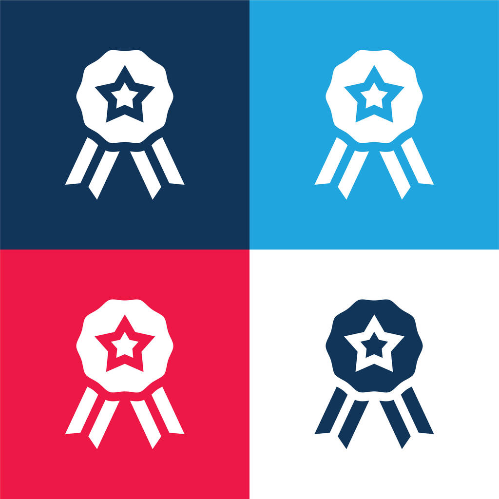Badge blue and red four color minimal icon set - Vector, Image