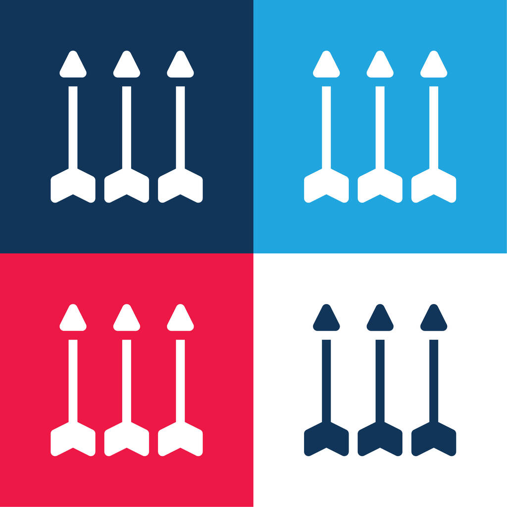 Šipky modré a červené čtyři barvy minimální ikona nastavena - Vektor, obrázek