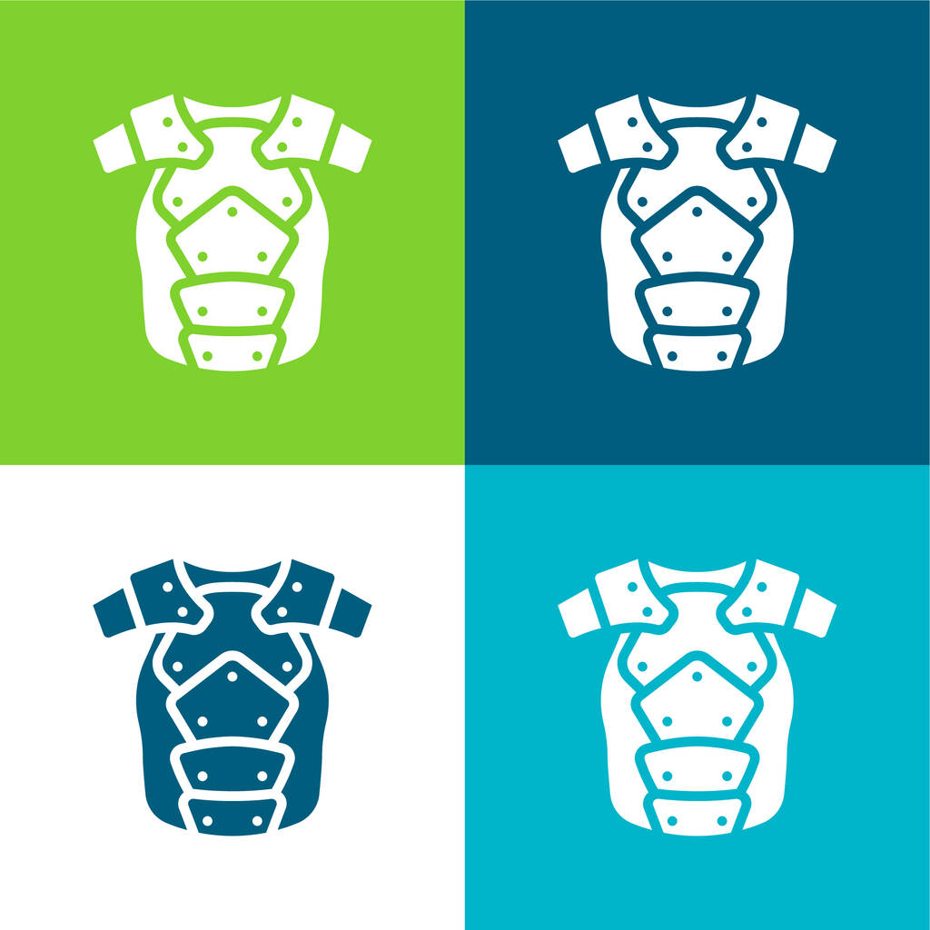 Ensemble d'icônes minimal quatre couleurs Armor Flat - Vecteur, image