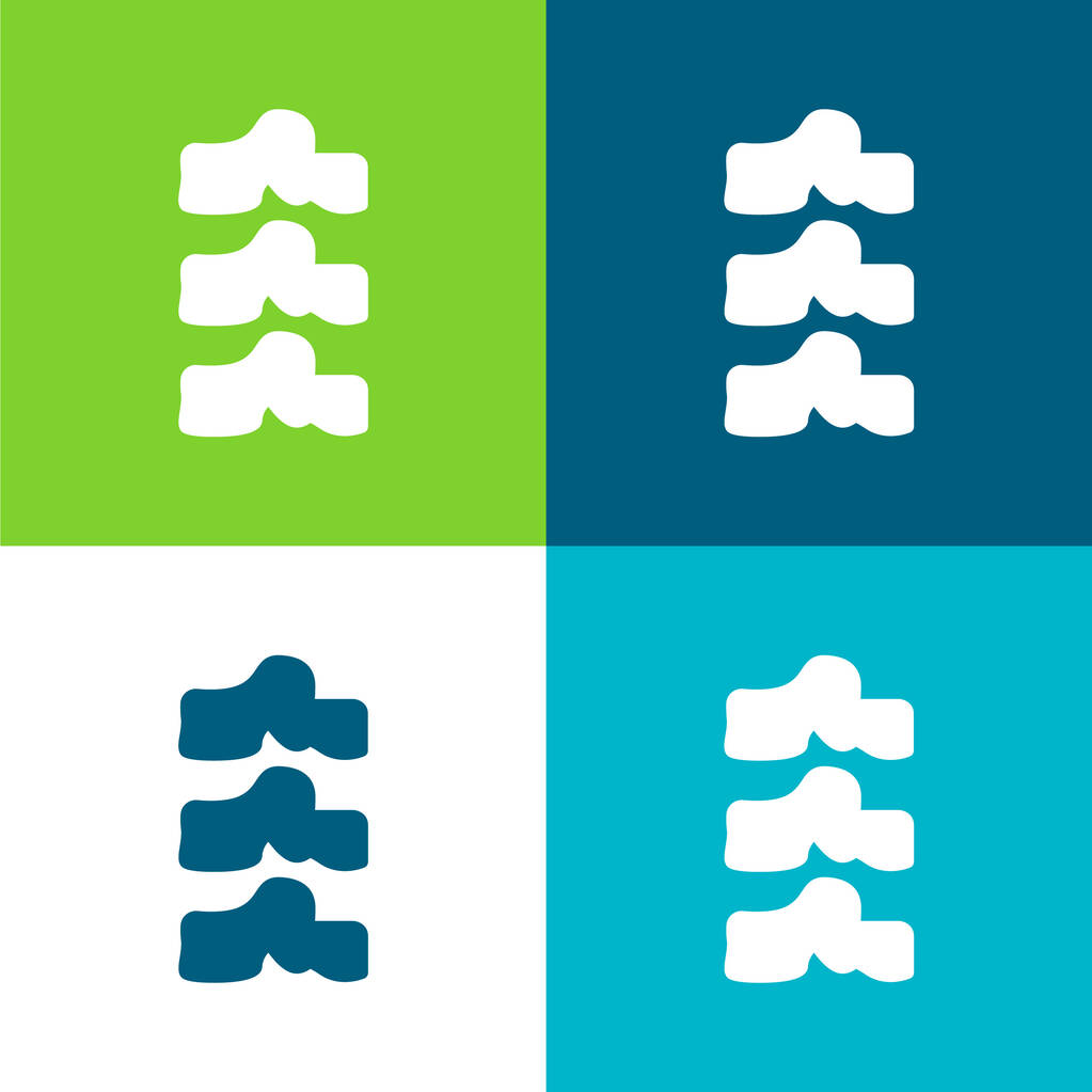 Anatomic Spine Flat conjunto de iconos mínimos de cuatro colores - Vector, imagen