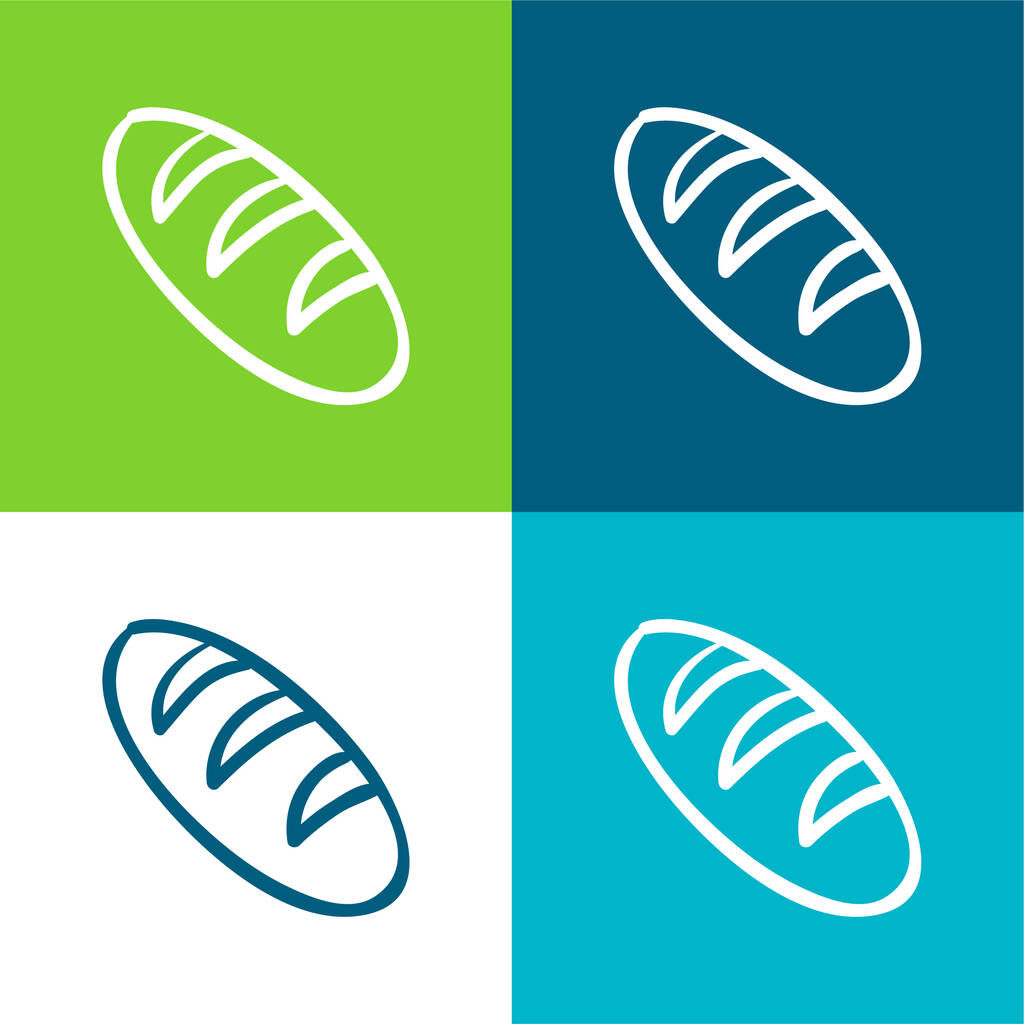 Bread Baguette Outline Flat four color minimal icon set - Vector, Image