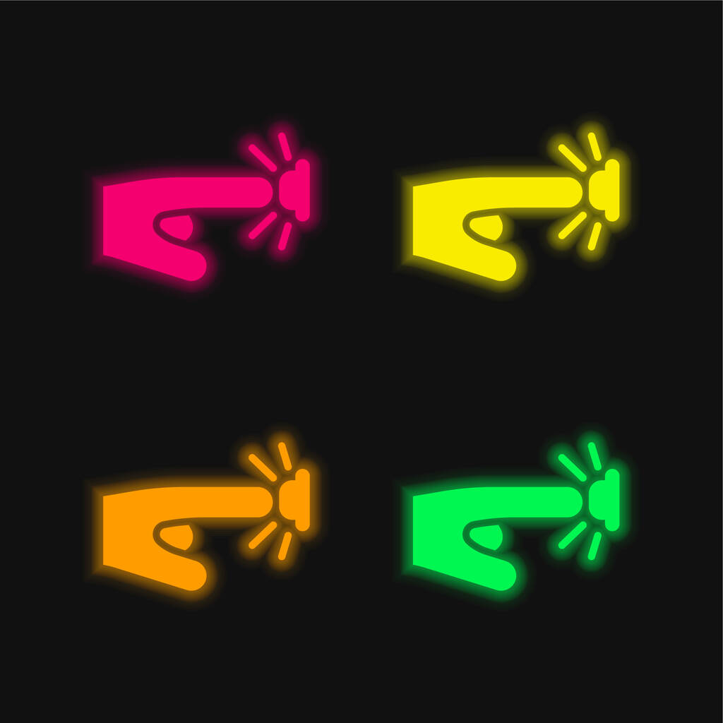 Тревога 4 цвета светящийся неоновый вектор значок - Вектор,изображение