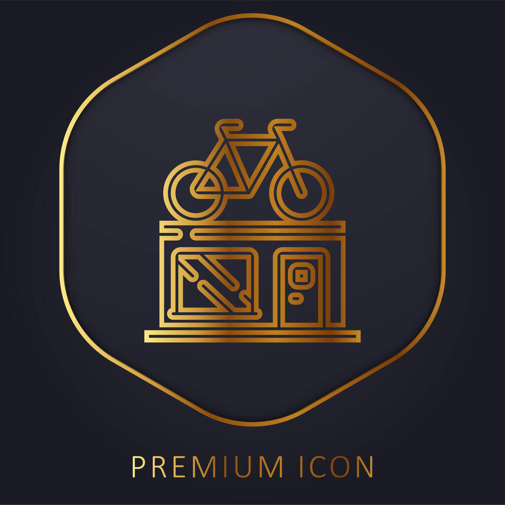 Bike Shop zlatá linka prémie logo nebo ikona - Vektor, obrázek
